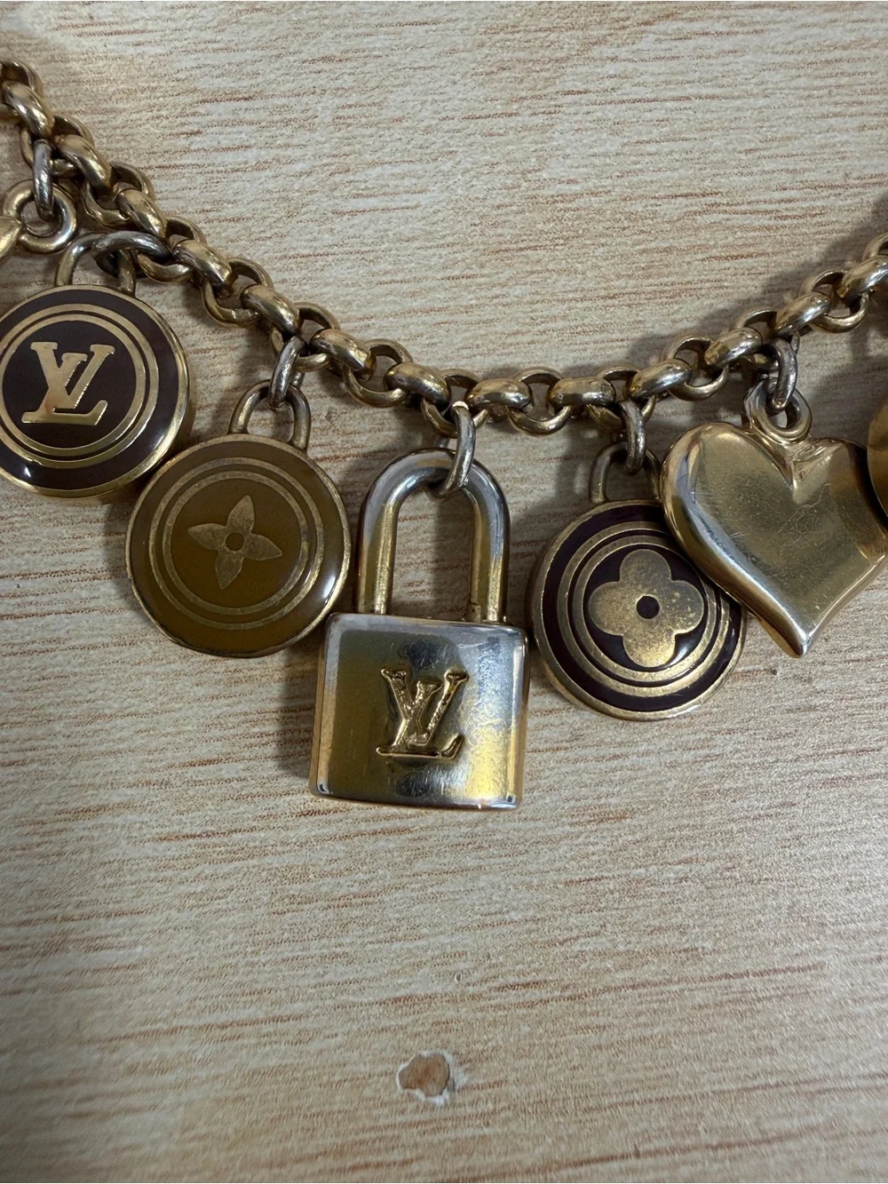 Louis Vuitton pastilles Gold and Brown bag Charm Chain Key Holder